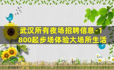 武汉所有夜场招聘信息-1800起步场体验大场所生活